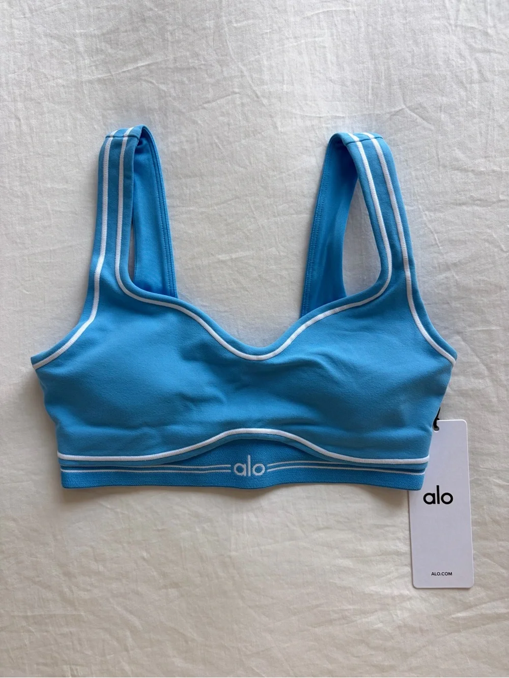 Alo Yoga Blue Airbrush Heart Throb Bra